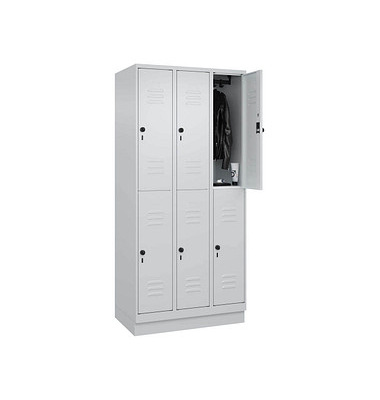 Spind Classic PLUS lichtgrau 080320-30 S10009, 6 Schließfächer 90,0 x 50,0 x 195,0 cm